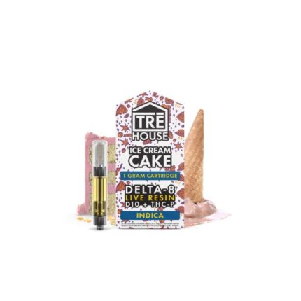 Live Resin Delta 8 Cartridge + D10 + THC-P – Ice Cream Cake – Indica 1g